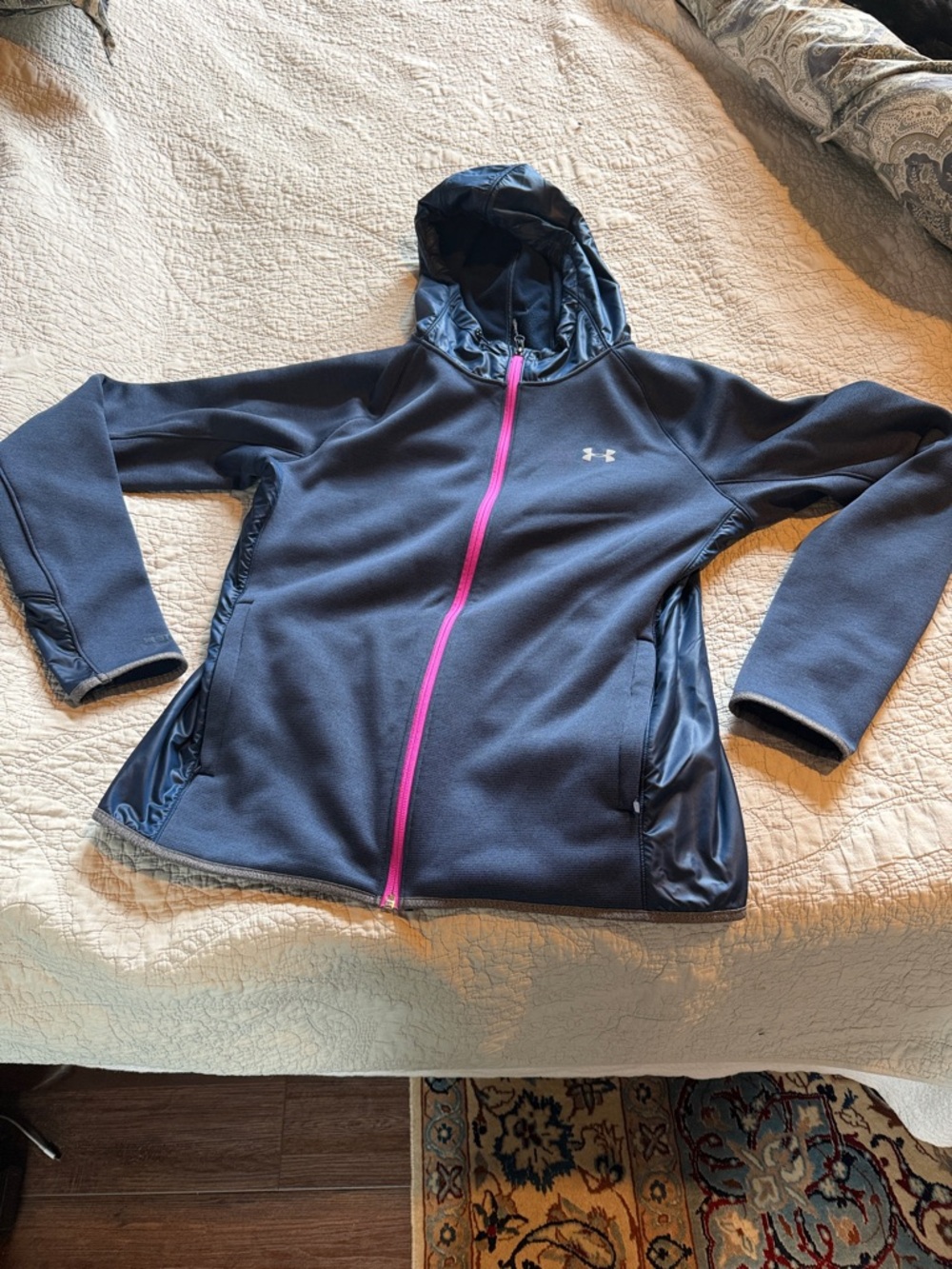 Under Armour Navy Hooded Jacket with Pink Zipper